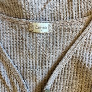 altard state beige waffle knit button up